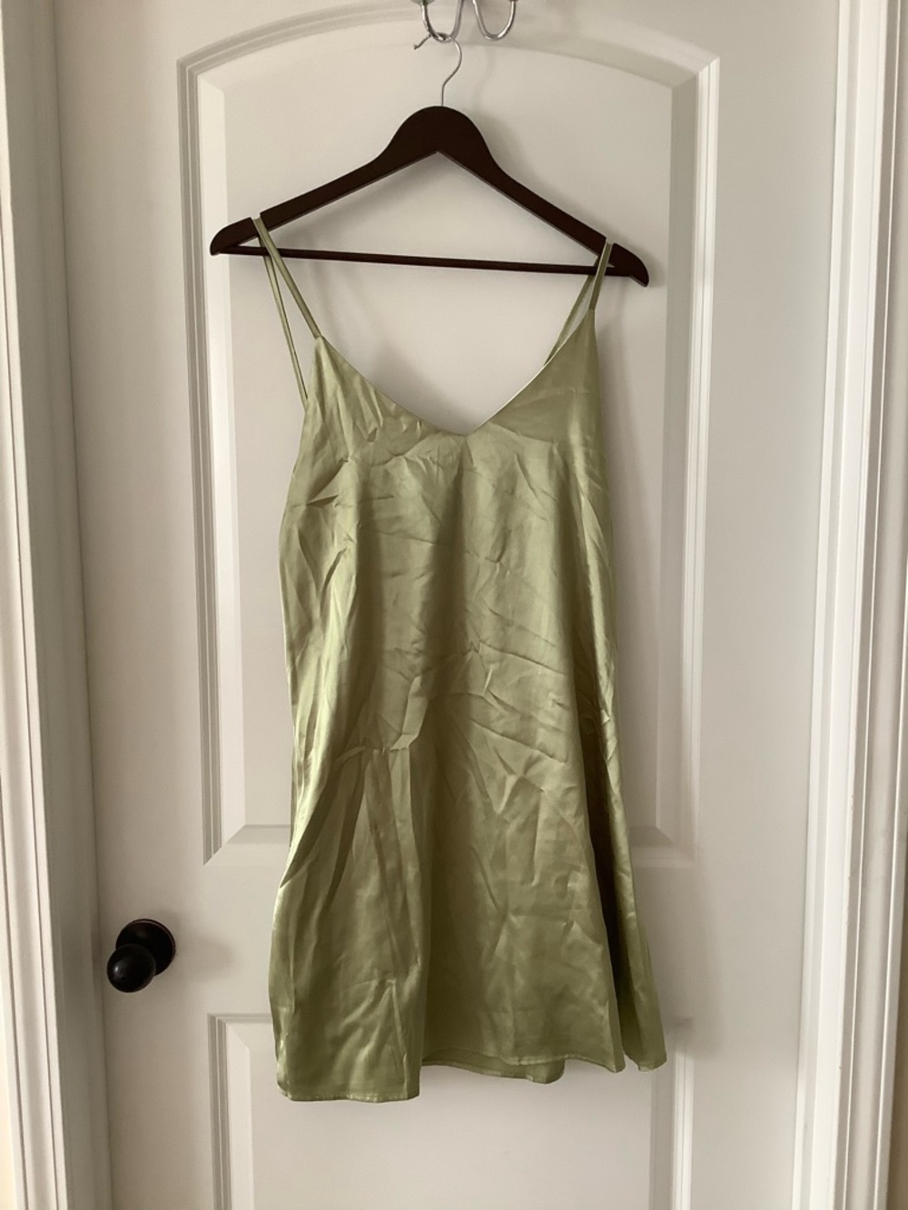 Zaful Olive Green Satin Slip Dress